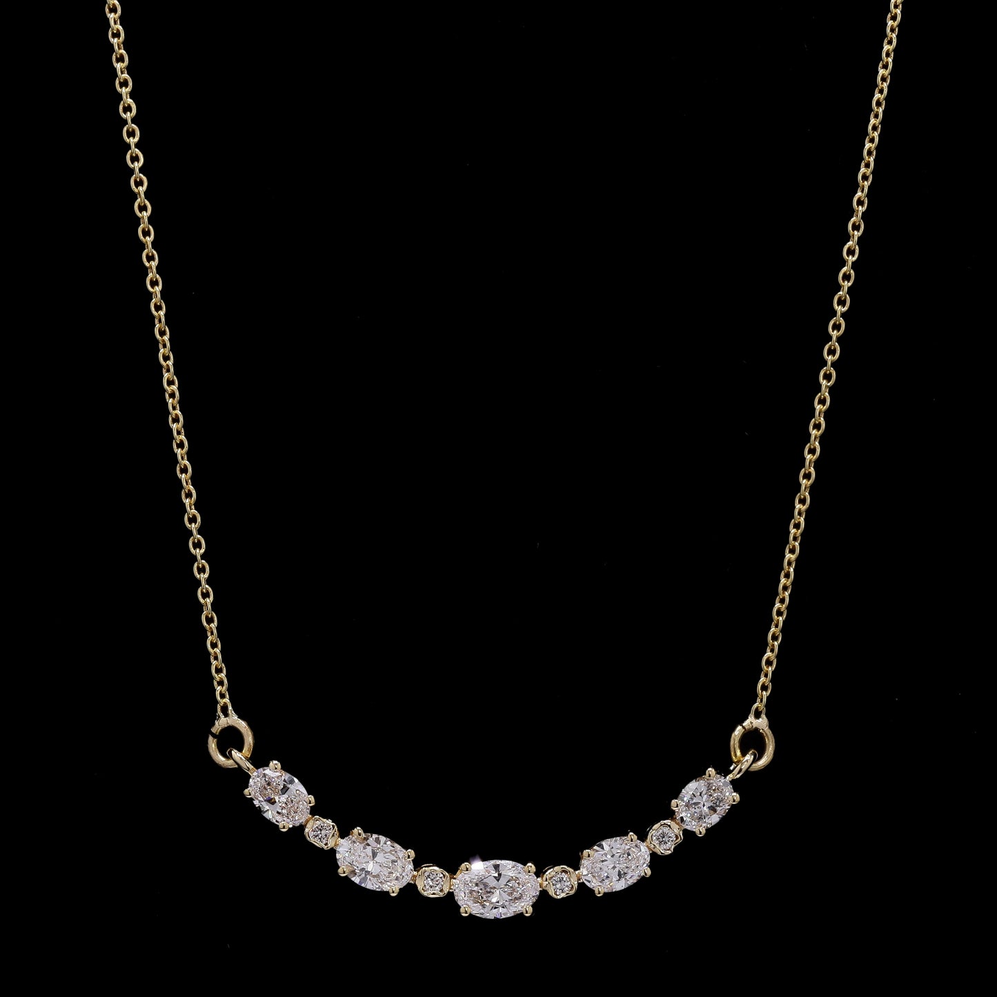 14k Gold Multi-Stone Diamond Necklace – Bar Design with Lab-Grown Diamonds (1.01 ct)