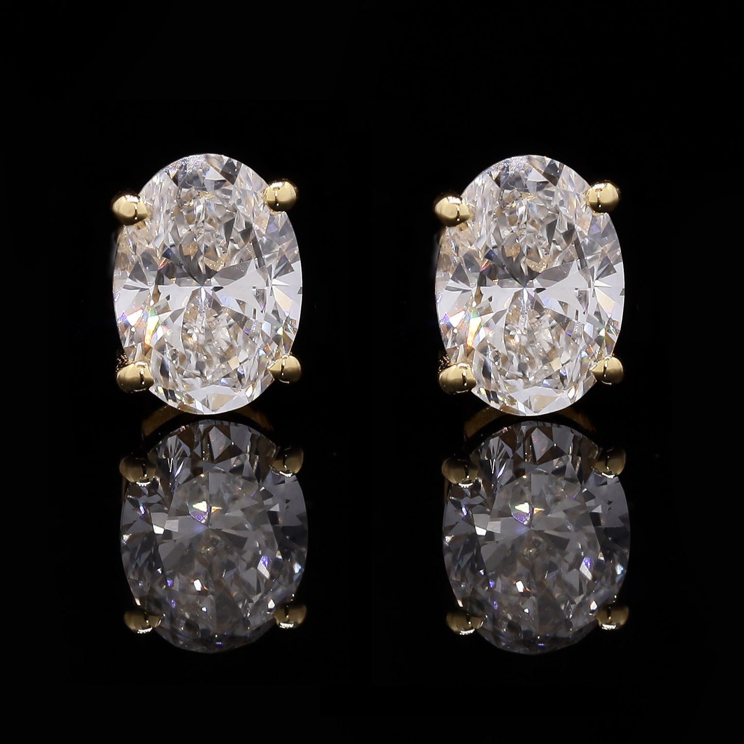 14k Gold Oval Cut Diamond Tops – Solitaire Stud Earrings with Lab-Grown Diamonds (1.05 ct)