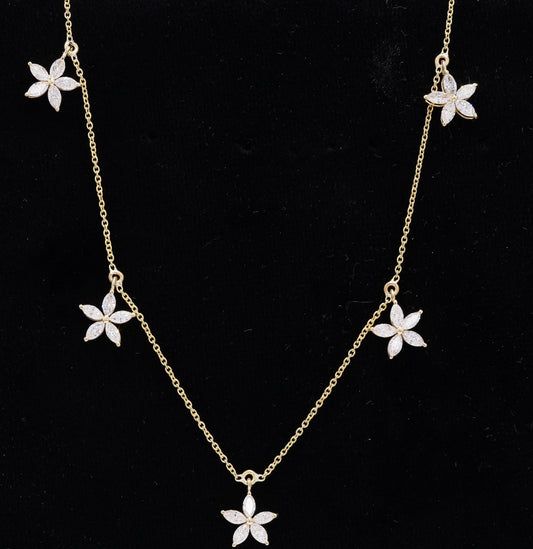 14k Gold Floral Diamond Necklace – Nature Inspired Charm Design with Lab-Grown Diamonds (0.75 ct)
