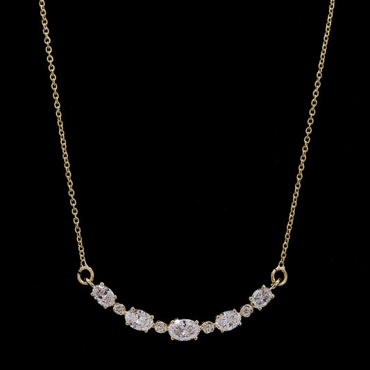 14k Gold Multi-Stone Diamond Necklace – Bar Design with Lab-Grown Diamonds (1.01 ct)