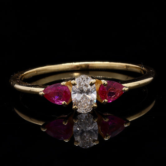 14k Gold Ruby & Diamond Ring – Elegant Solitaire with Side Stones | Fine Jewelry
