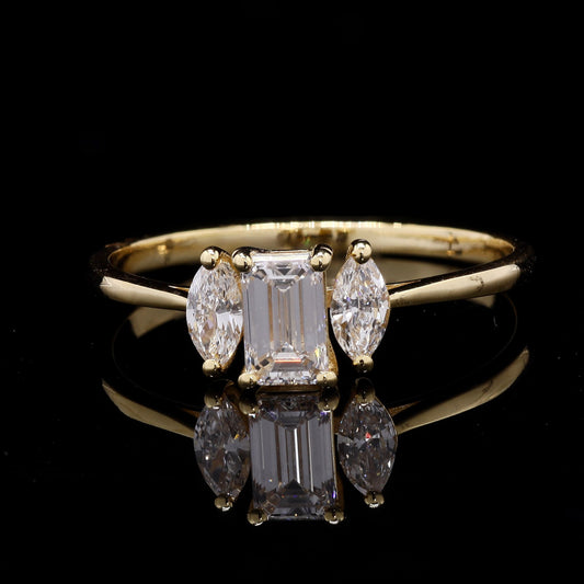 Three-Stone Diamond Ring in 14K Yellow Gold – 0.75 CT