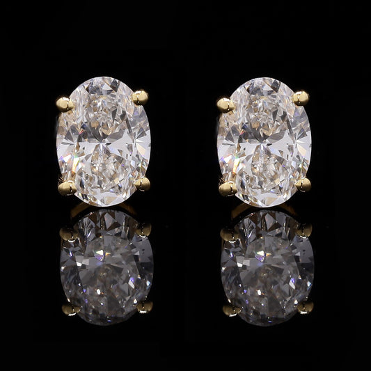 14k Gold Oval Cut Diamond Tops – Solitaire Stud Earrings with Lab-Grown Diamonds (1.05 ct)